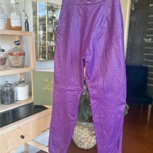 Vakko Vintage Purple Genuine Leather High Waist Pants Made in USA- Size 4